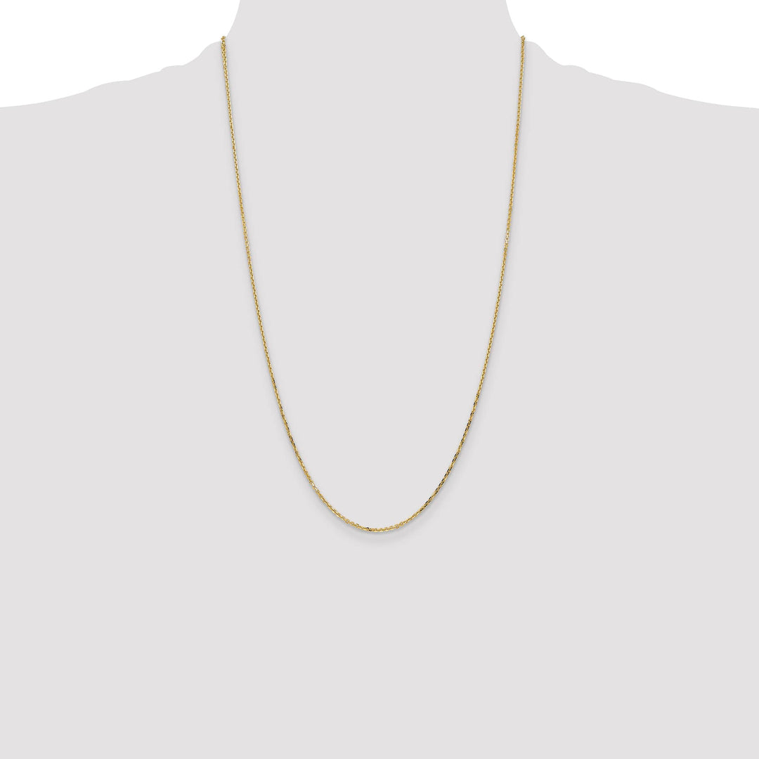 14K Yellow Gold 1.4mm D.C. Round Open Link Cable Chain 26 Inch