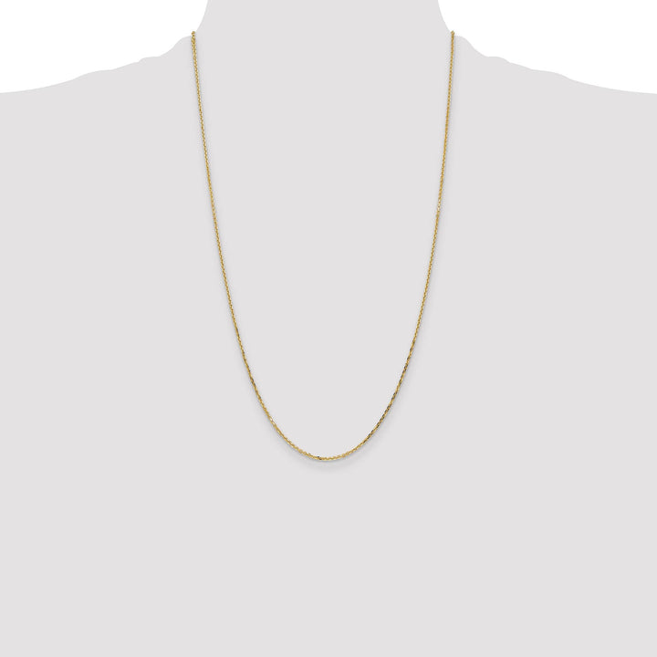 14K Yellow Gold 1.4mm D.C. Round Open Link Cable Chain 26 Inch