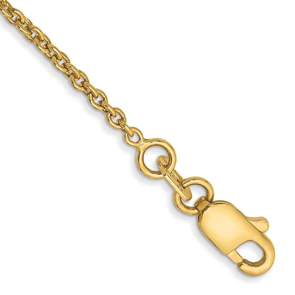 14K Yellow Gold 1.4mm Forzantine Cable with Lobster Clasp Anklet — solid 14K yellow gold, 9 inches long, 1.4 mm wide, lobster clasp, 1.57 g