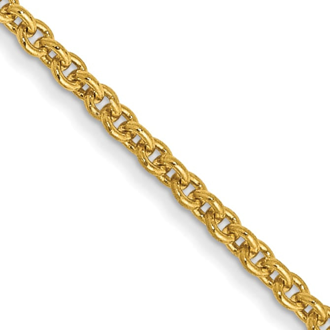 14K Yellow Gold 1.4mm Round Open Link Cable Chain 26 Inch