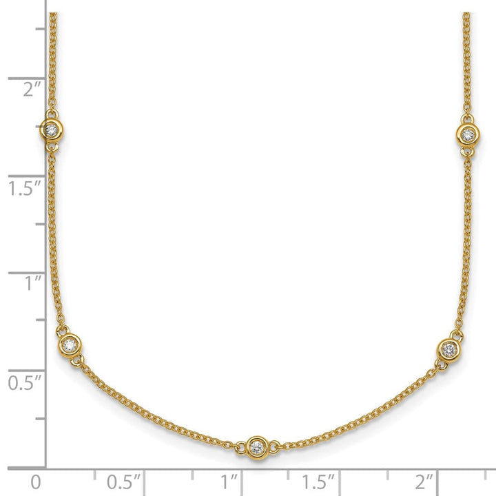 14K Yellow Gold 1/5 carat Diamond Chain 13-Station 16 inch Necklace