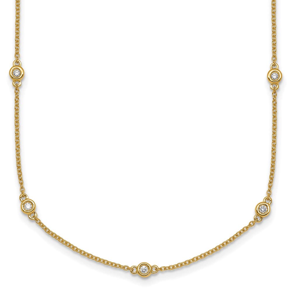 14K Yellow Gold 1/5 carat Diamond Chain 13-Station 16 inch Necklace