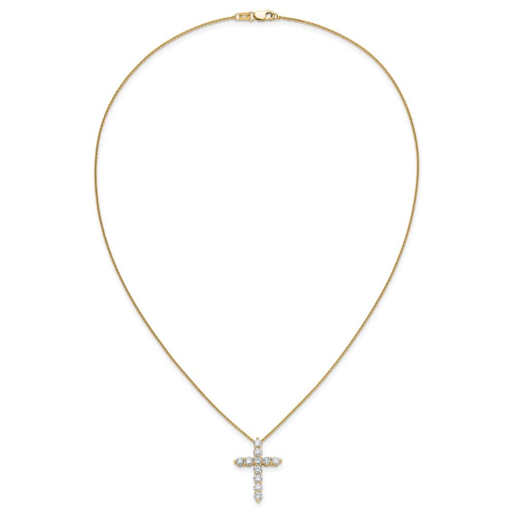 14K Yellow Gold 1.5 carat Diamond Cross Pendant 18 inch Necklace