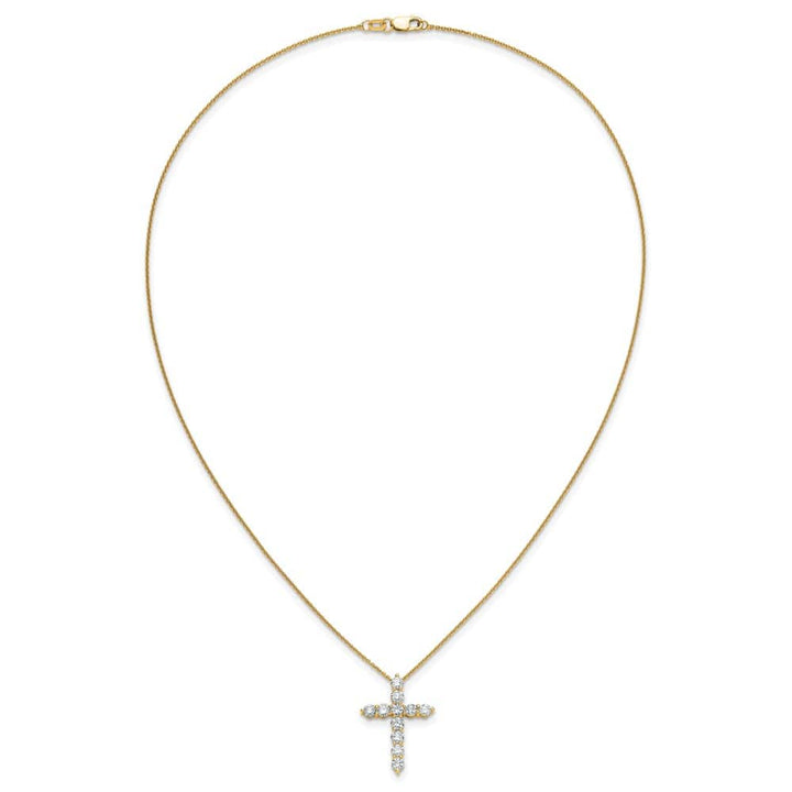 14K Yellow Gold 1.5 carat Diamond Cross Pendant 18 inch Necklace