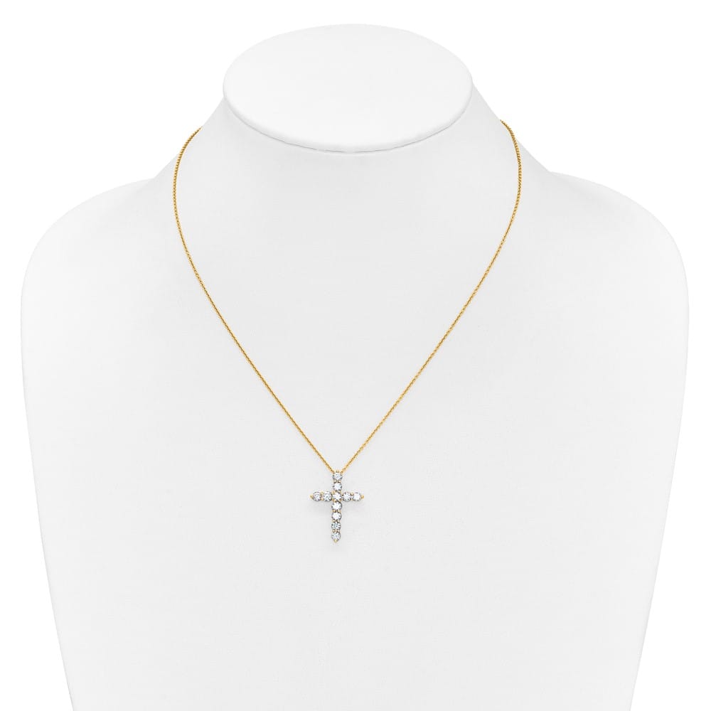 14K Yellow Gold 1.5 carat Diamond Cross Pendant 18 inch Necklace