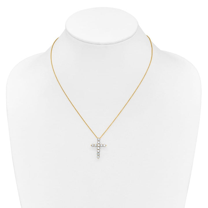 14K Yellow Gold 1.5 carat Diamond Cross Pendant 18 inch Necklace