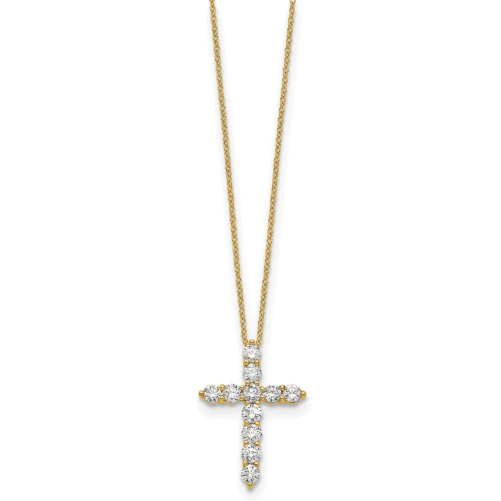 14K Yellow Gold 1.5 carat Diamond Cross Pendant 18 inch Necklace