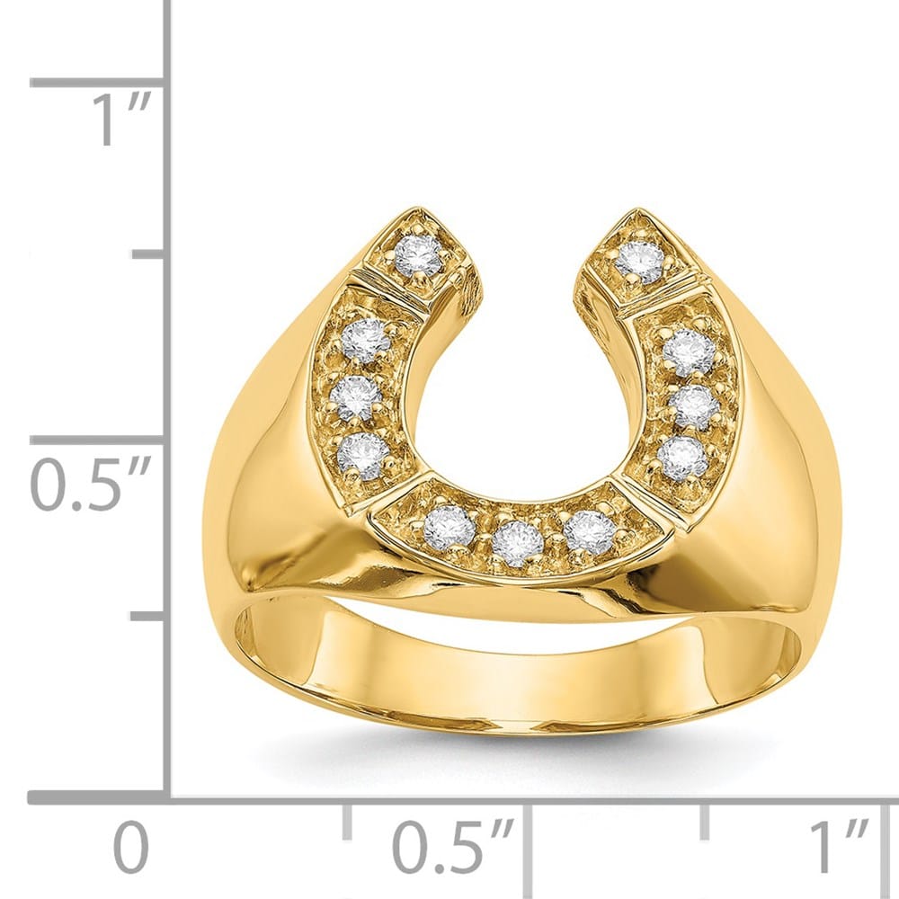 14k Yellow Gold 1/5 Carat Diamond Horseshoe Men's Ring