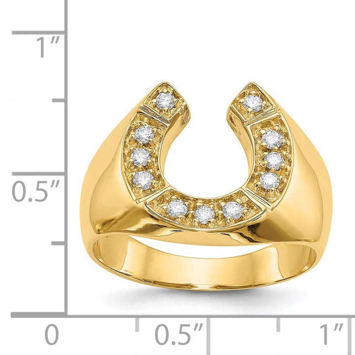 14k Yellow Gold 1/5 Carat Diamond Horseshoe Men's Ring