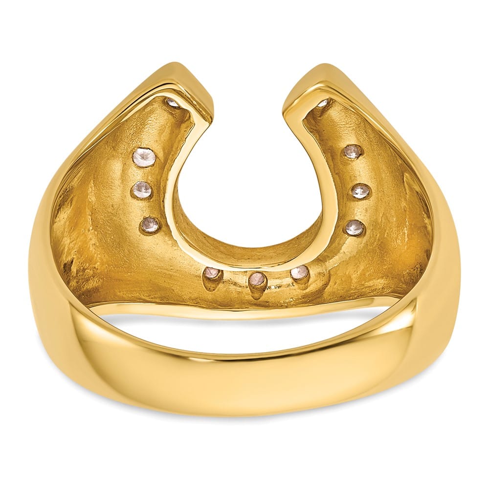 14k Yellow Gold 1/5 Carat Diamond Horseshoe Men's Ring