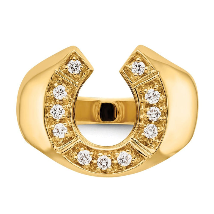 14k Yellow Gold 1/5 Carat Diamond Horseshoe Men's Ring