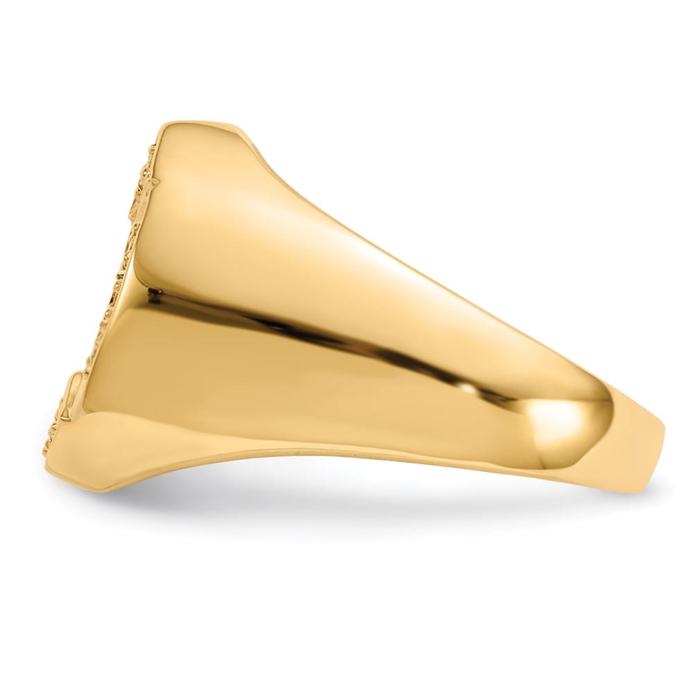 14k Yellow Gold 1/5 Carat Diamond Horseshoe Men's Ring