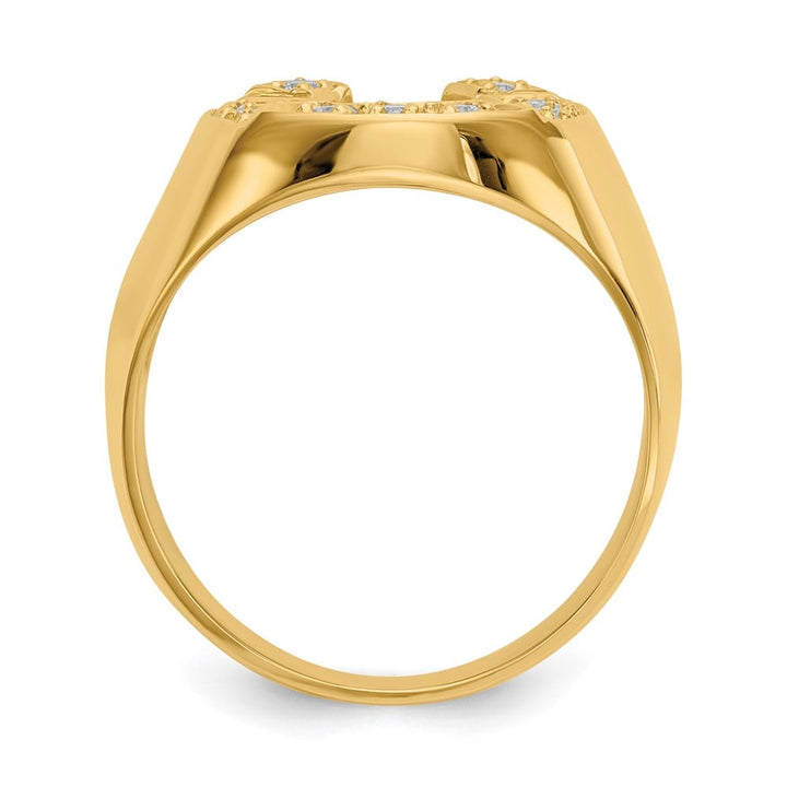14k Yellow Gold 1/5 Carat Diamond Horseshoe Men's Ring