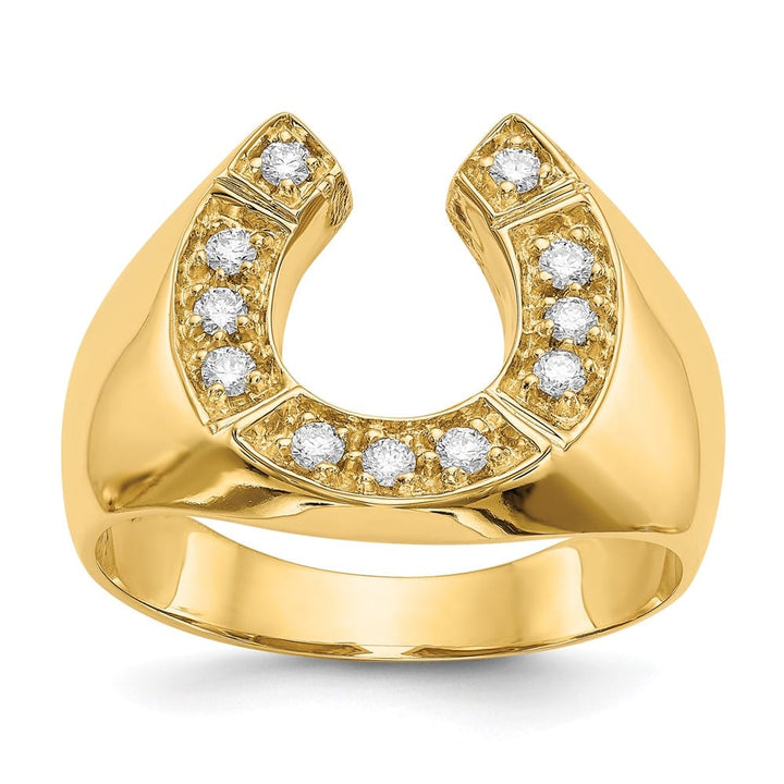 14k Yellow Gold 1/5 Carat Diamond Horseshoe Men's Ring