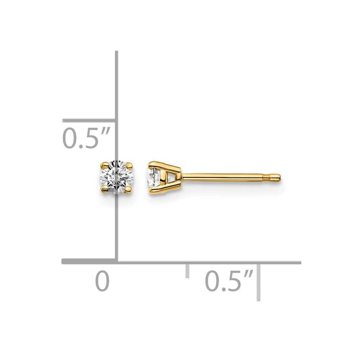 14K Yellow Gold 1/5 ct I1 J-K Diamond Push Back Stud Earrings