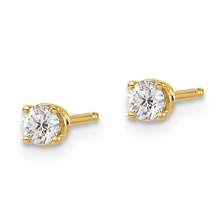 14K Yellow Gold 1/5 ct I1 J-K Diamond Push Back Stud Earrings