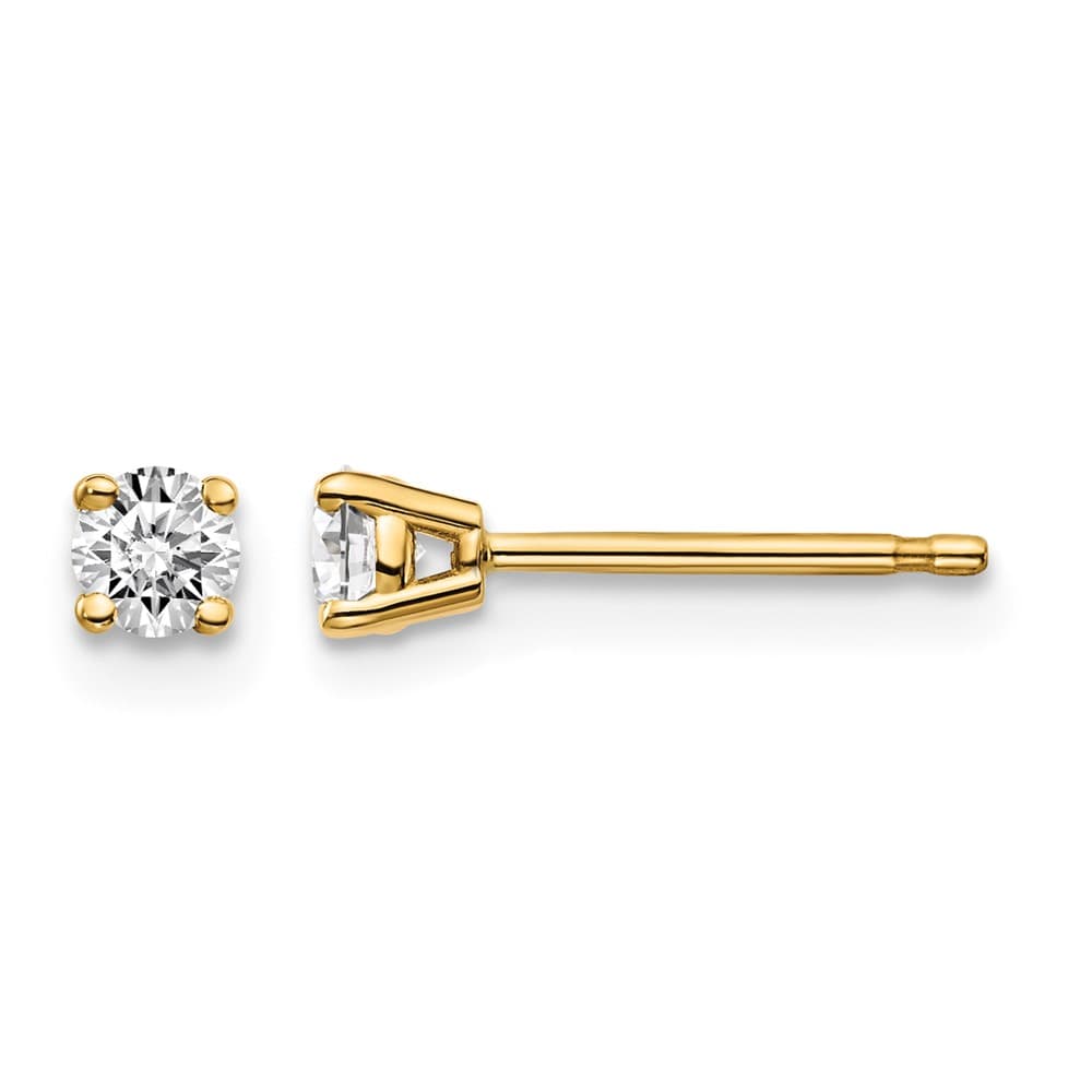 14K Yellow Gold 1/5 ct I1 J-K Diamond Push Back Stud Earrings