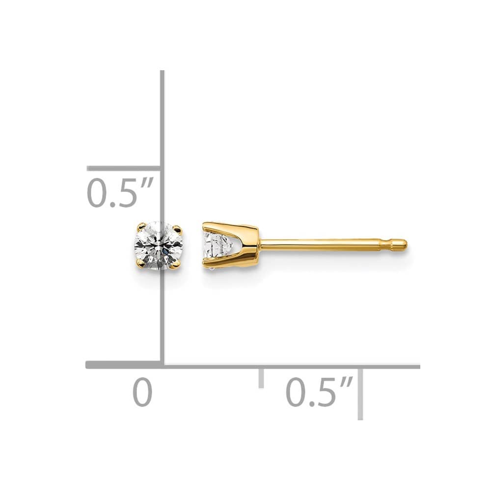 14K Yellow Gold 1/5 ct I2 K-L Diamond Push Back Stud Earrings
