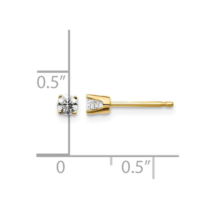 14K Yellow Gold 1/5 ct I2 K-L Diamond Push Back Stud Earrings