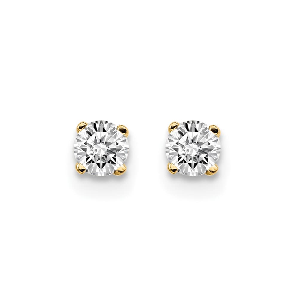 14K Yellow Gold 1/5 ct I2 K-L Diamond Push Back Stud Earrings