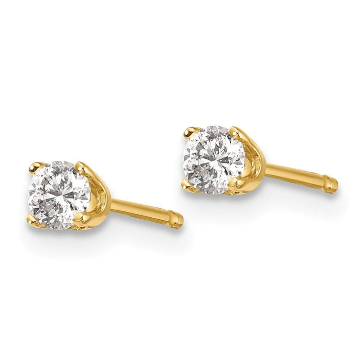 14K Yellow Gold 1/5 ct I2 K-L Diamond Push Back Stud Earrings
