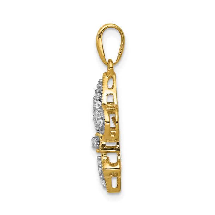 14K Yellow Gold 1/5 ct Lab Grown Diamond Complete Fleur De Lis Pendant