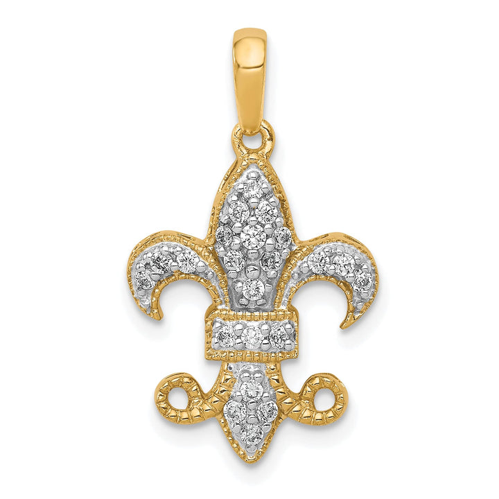 14K Yellow Gold 1/5 ct Lab Grown Diamond Complete Fleur De Lis Pendant