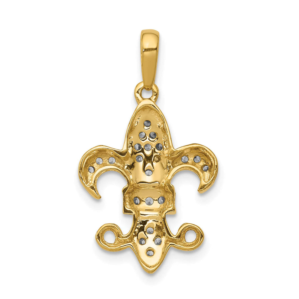 14K Yellow Gold 1/5 ct Lab Grown Diamond Complete Fleur De Lis Pendant