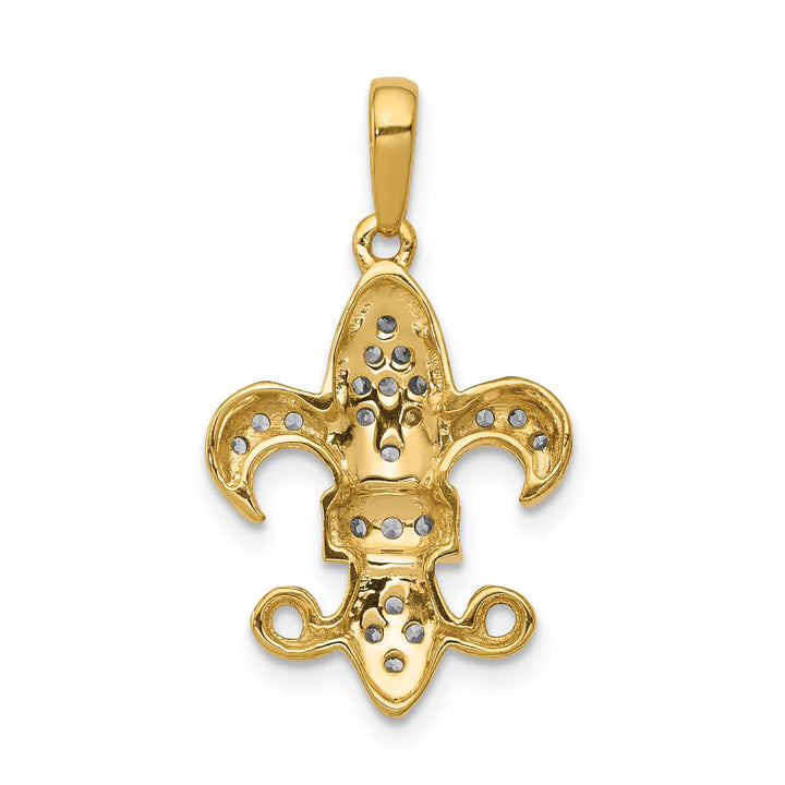 14K Yellow Gold 1/5 ct Lab Grown Diamond Complete Fleur De Lis Pendant