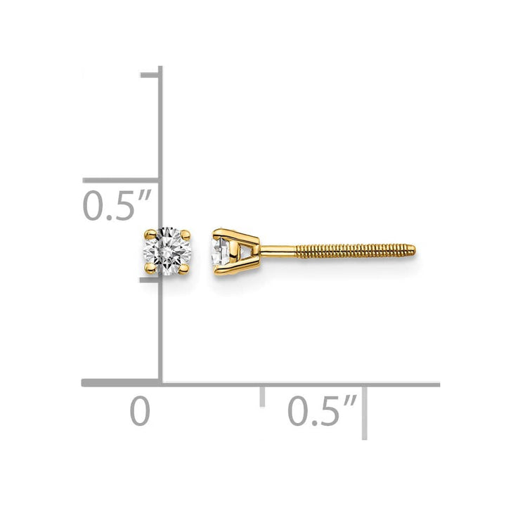 14K Yellow Gold 1/5 ct SI3 G-I Diamond Screw Back Stud Earrings