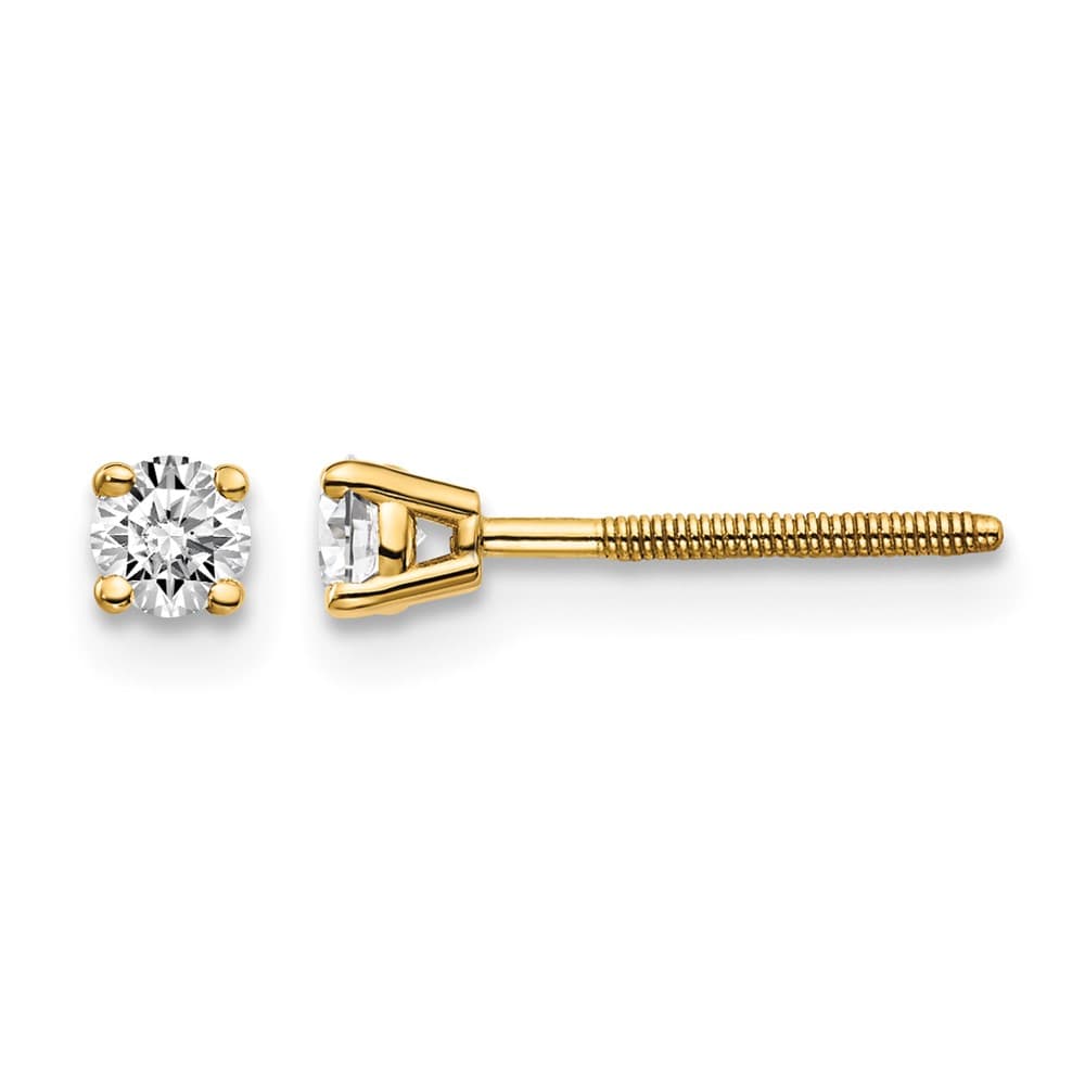 14K Yellow Gold 1/5 ct SI3 G-I Diamond Screw Back Stud Earrings
