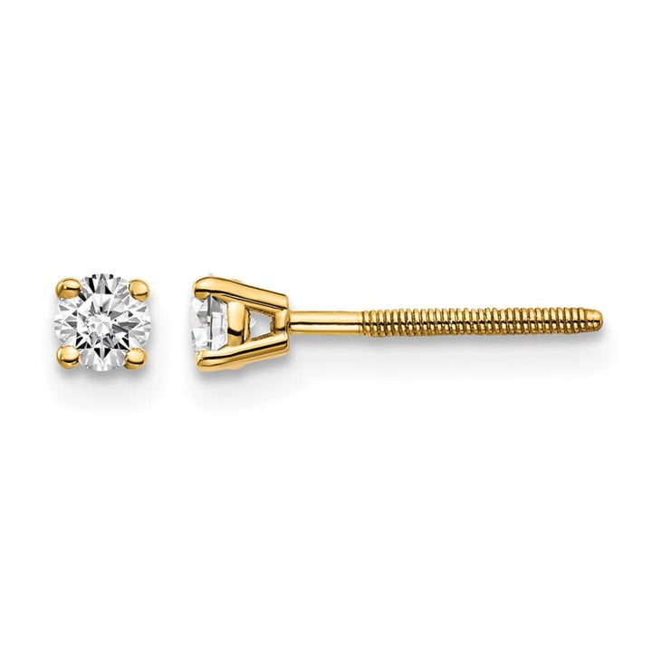 14K Yellow Gold 1/5 ct SI3 G-I Diamond Screw Back Stud Earrings