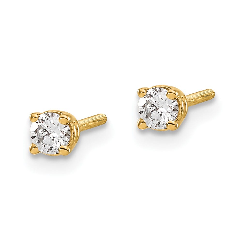14K Yellow Gold 1/5 ct VS2/SI1 G-I Diamond Screw Back Stud Earrings