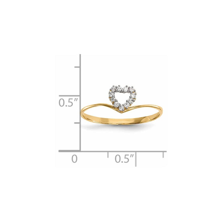 14k Yellow Gold 1.5 mm 6 mm Top CZ Heart Ring Ladies Stock Size 7 Ring Are Refundable