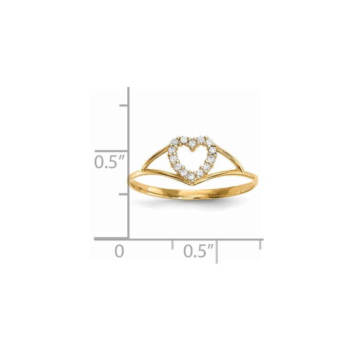 14k Yellow Gold 1.5 mm 7 mm Top CZ Heart Ring