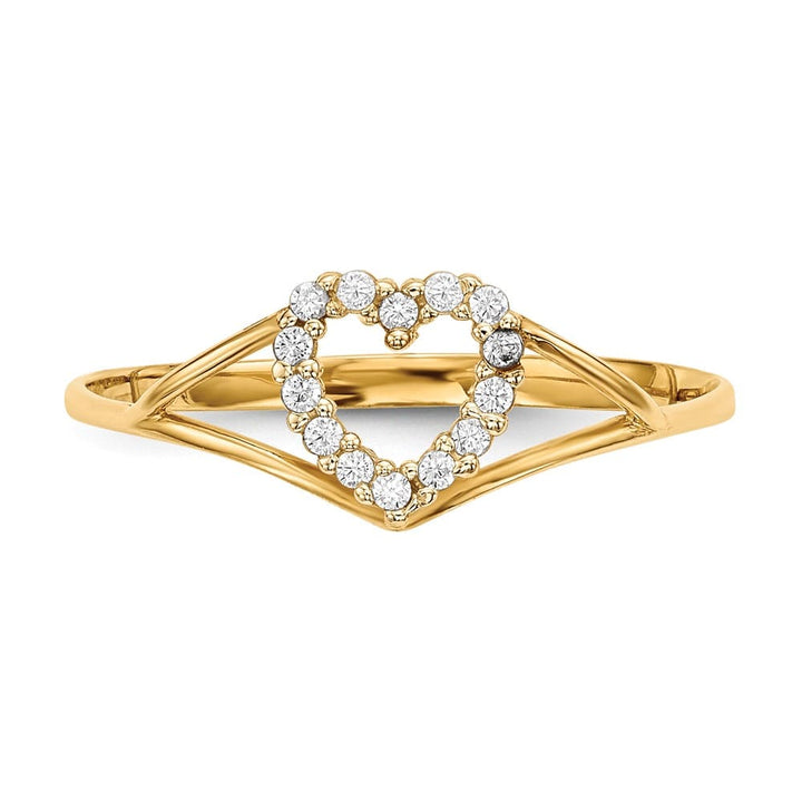 14k Yellow Gold 1.5 mm 7 mm Top CZ Heart Ring