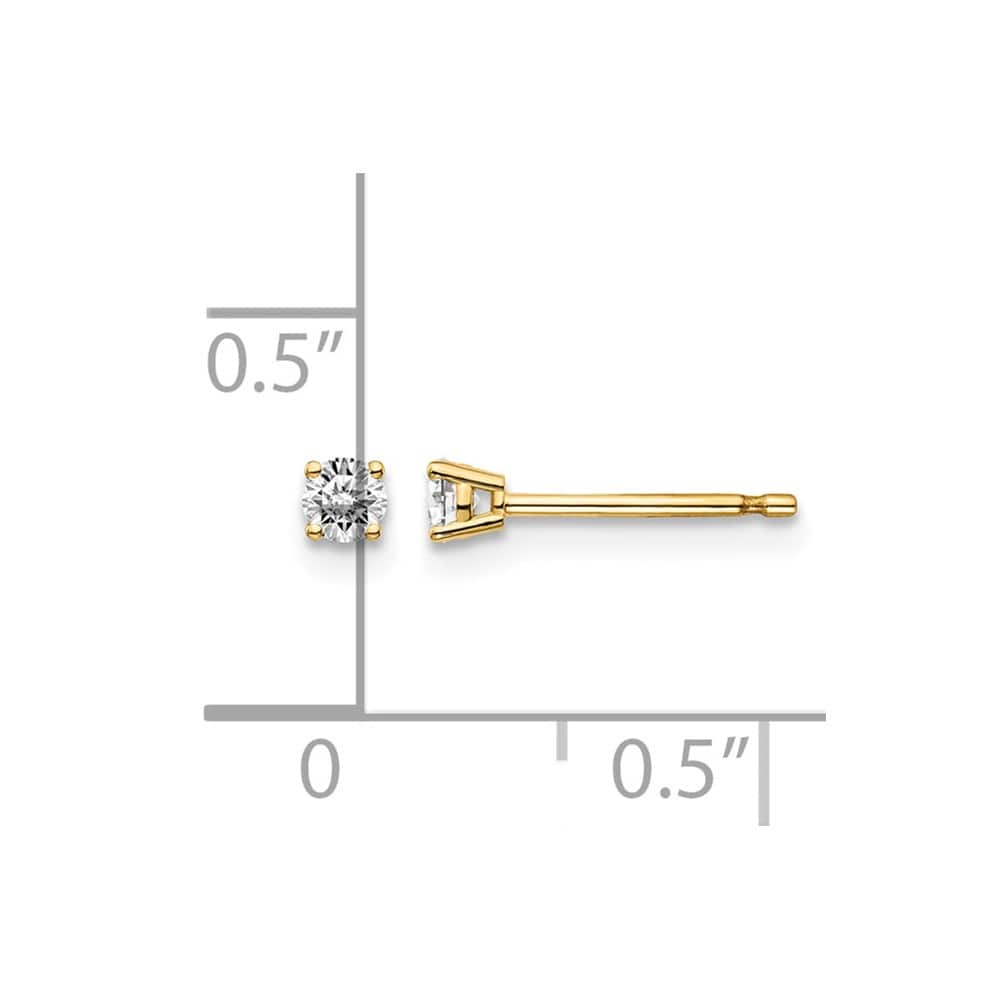 14K Yellow Gold 1/6 ct I1 J-K Diamond Push Back Stud Earrings