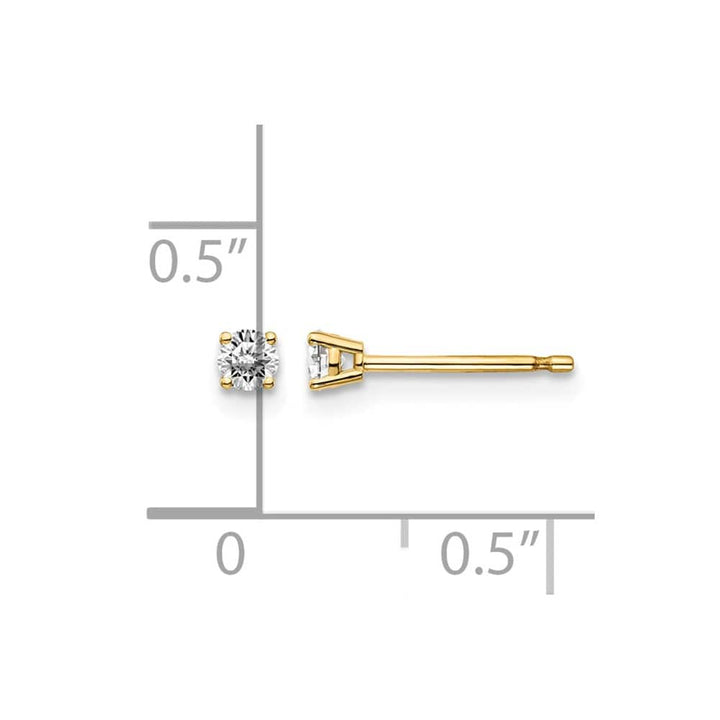 14K Yellow Gold 1/6 ct I1 J-K Diamond Push Back Stud Earrings