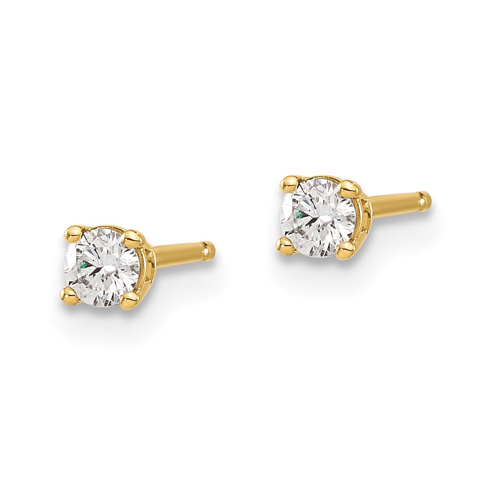 14K Yellow Gold 1/6 ct I1 J-K Diamond Push Back Stud Earrings