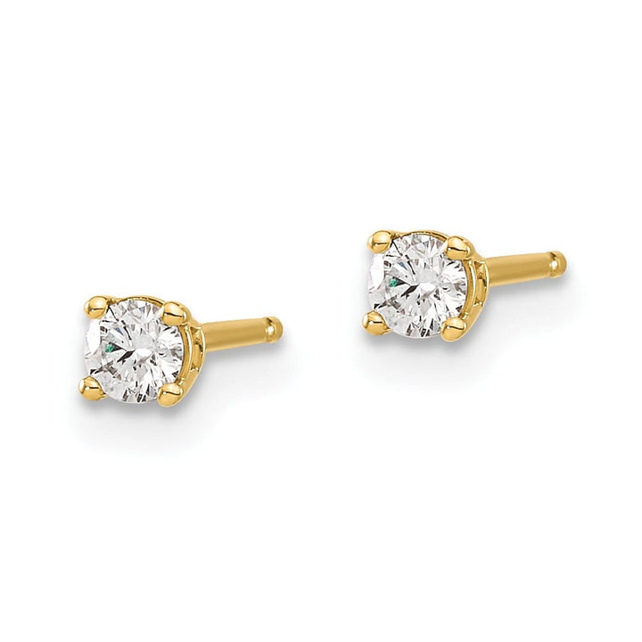 14K Yellow Gold 1/6 ct I1 J-K Diamond Push Back Stud Earrings