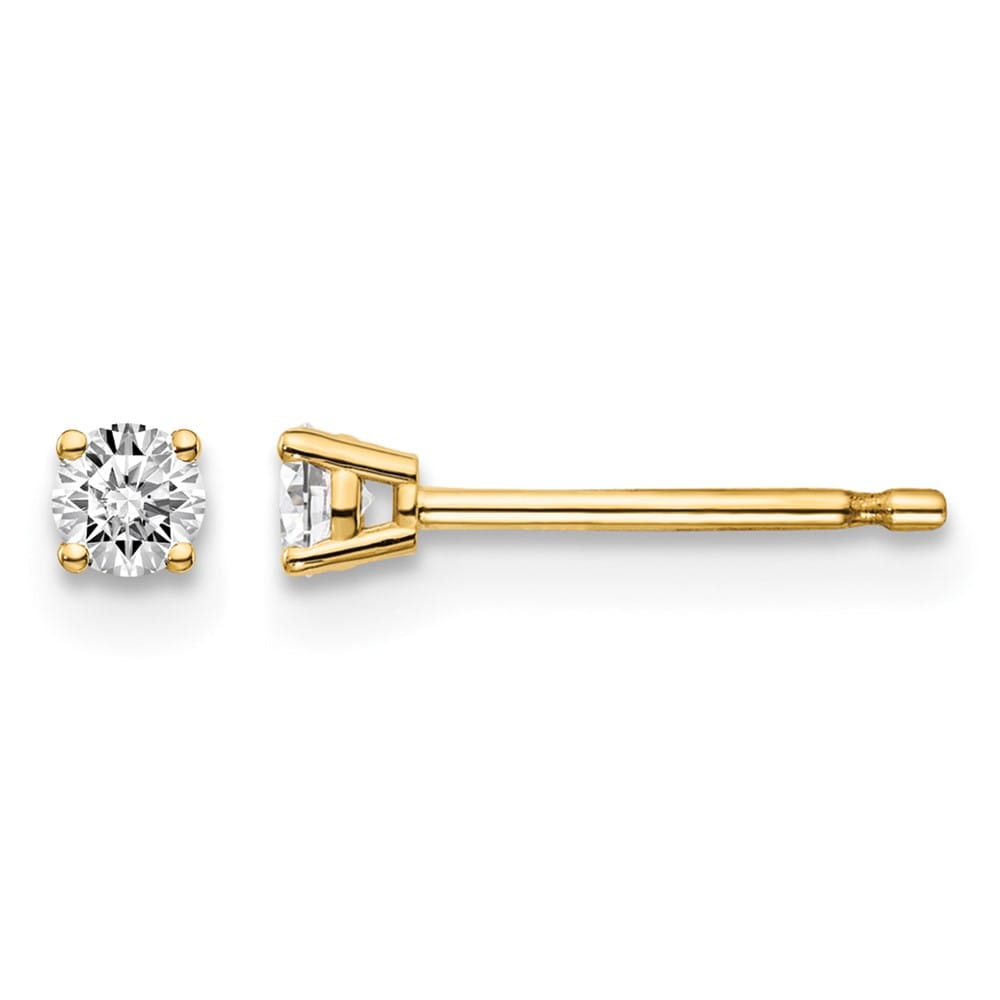 14K Yellow Gold 1/6 ct I1 J-K Diamond Push Back Stud Earrings