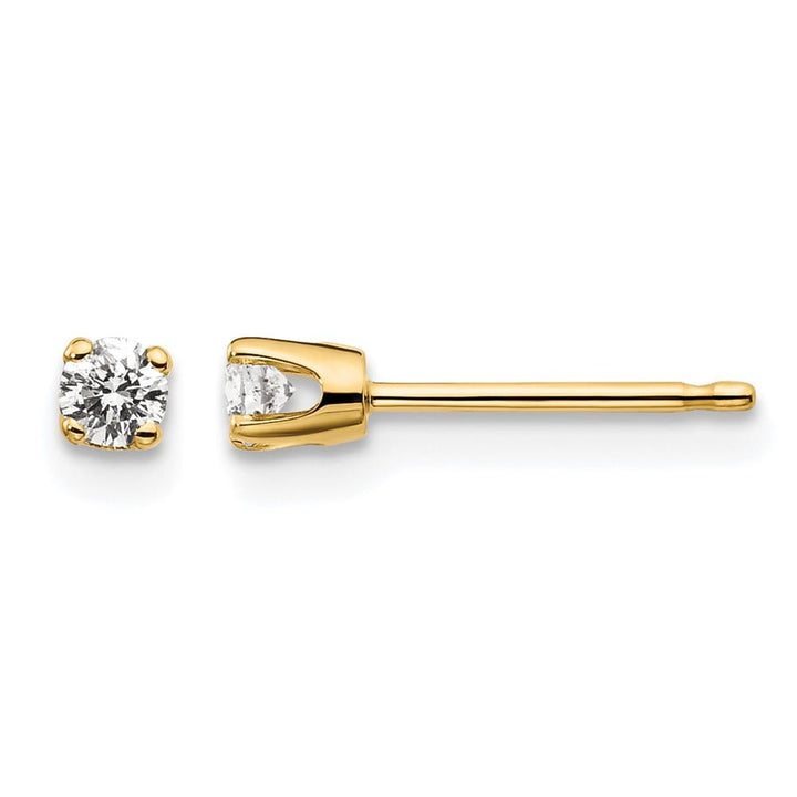 14K Yellow Gold 1/6 ct I2 K-L Diamond Push Back Stud Earrings