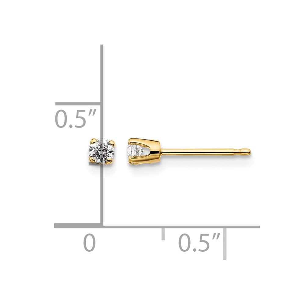 14K Yellow Gold 1/6 ct I2 K-L Diamond Push Back Stud Earrings