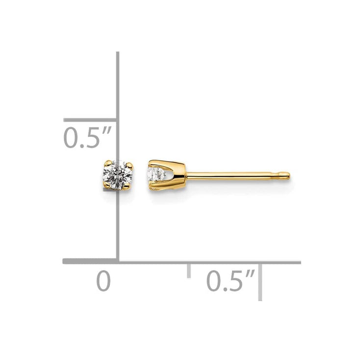 14K Yellow Gold 1/6 ct I2 K-L Diamond Push Back Stud Earrings