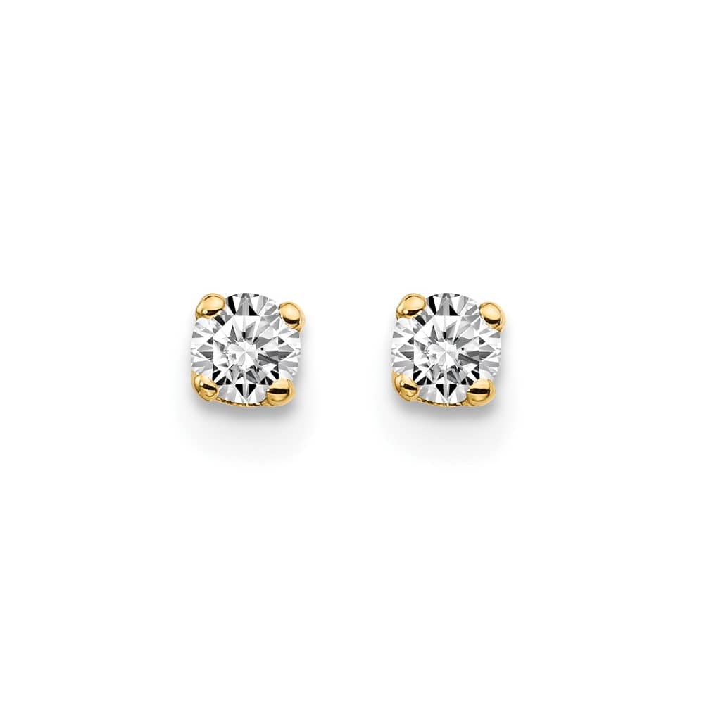 14K Yellow Gold 1/6 ct I2 K-L Diamond Push Back Stud Earrings