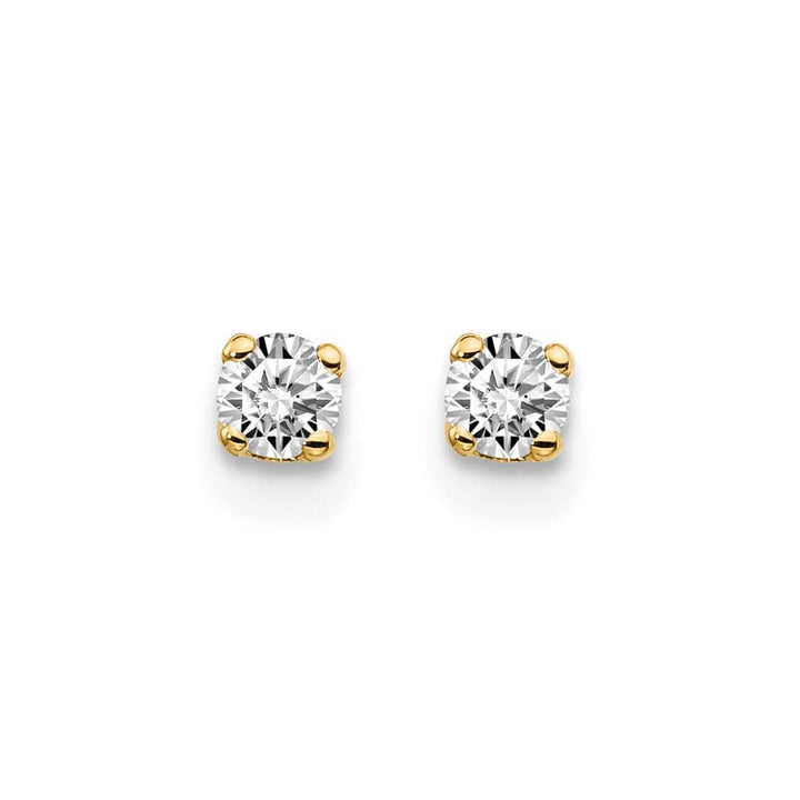 14K Yellow Gold 1/6 ct I2 K-L Diamond Push Back Stud Earrings