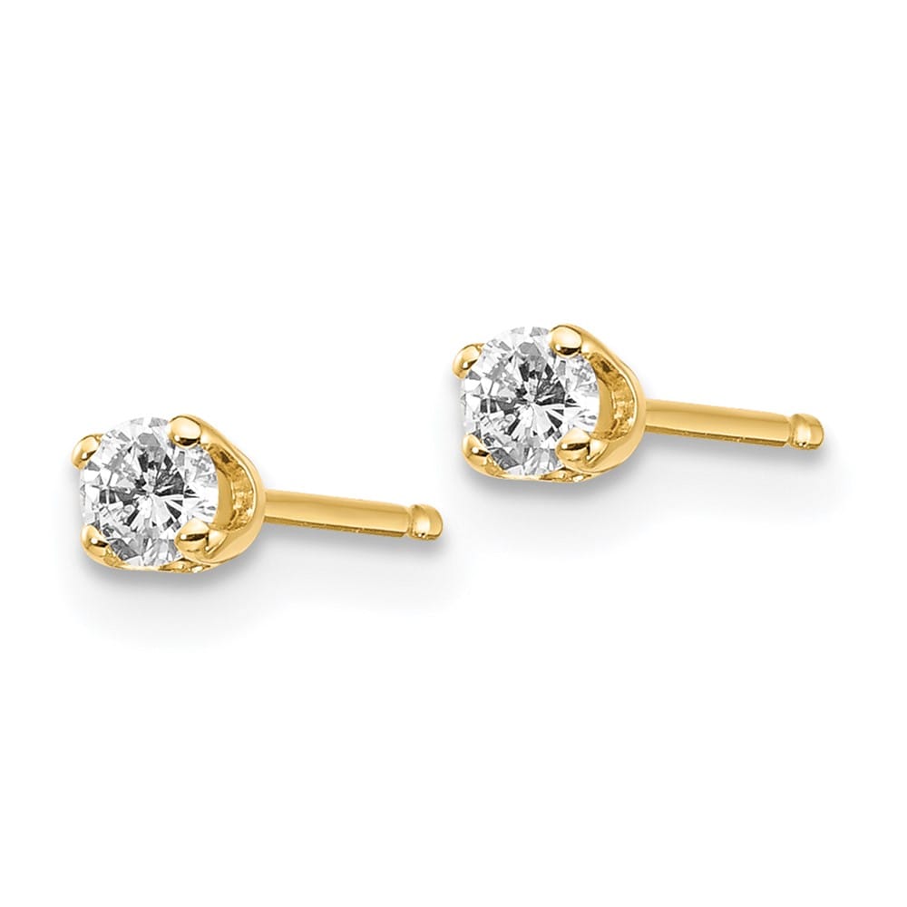 14K Yellow Gold 1/6 ct I2 K-L Diamond Push Back Stud Earrings