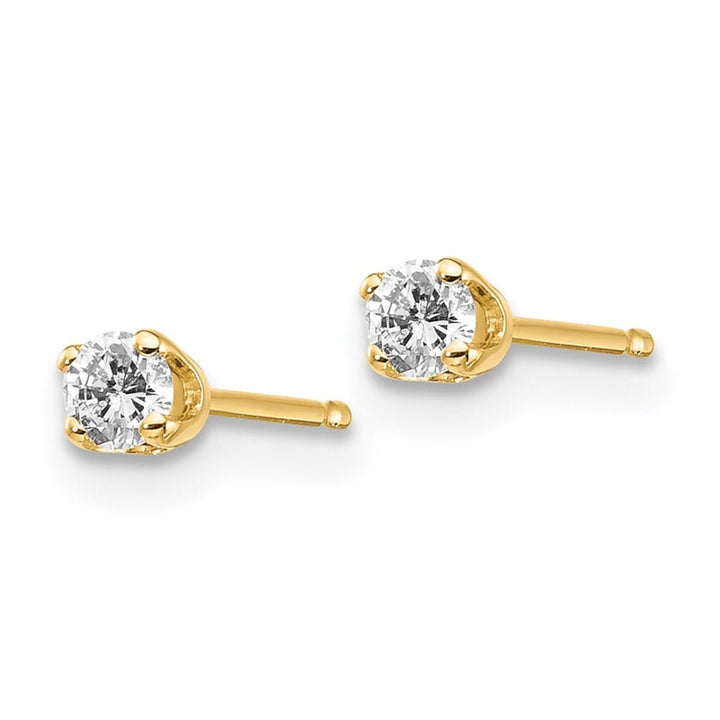 14K Yellow Gold 1/6 ct I2 K-L Diamond Push Back Stud Earrings