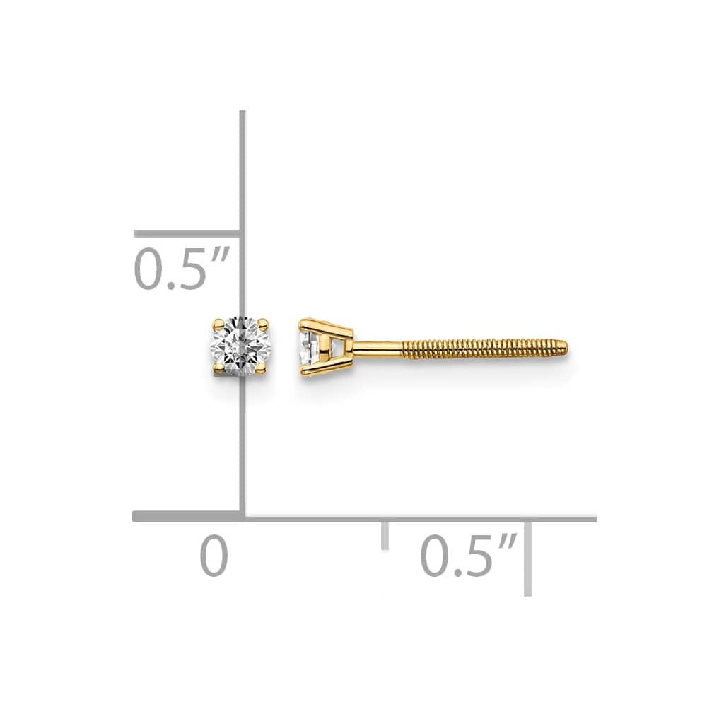 14K Yellow Gold 1/6 ct SI3 G-I Diamond Screw Back Stud Earrings