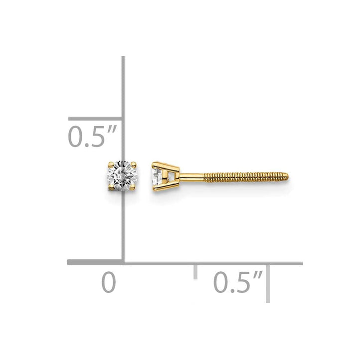 14K Yellow Gold 1/6 ct SI3 G-I Diamond Screw Back Stud Earrings